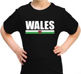 Wales / UK supporter t-shirt zwart voor kids XS (110-116)