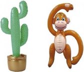 Opblaasbare tropische set cactus met aap