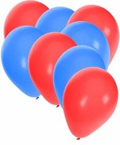 50x ballonnen rood en blauw - knoopballonnen