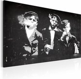 Schilderij - Street Gang (Retro style), Zwart-Wit, 3 maten, Premium print