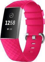 Siliconen Smartwatch bandje - Geschikt voor  Fitbit Charge 4 silicone band - fel roze - Maat: L - Horlogeband / Polsband / Armband