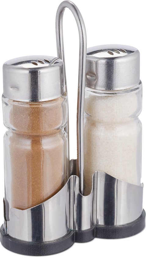 relaxdays en zoutstel - en zout set - zoutstrooier - peper en zoutvaatje - rvs | bol.com
