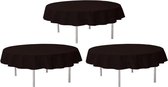 3x Zwarte ronde tafelkleden/tafellakens 240 cm stof - Ronde tafelkleden Opaque Black - Zwarte tafeldecoraties - Zwart thema
