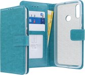 Motorola Moto E6 Plus Bookcase hoesje - CaseBoutique - Effen Turquoise - Kunstleer