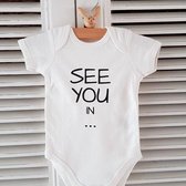 Baby Rompertje aankondiging zwangerschap Zwangerschapsaankondiging maand See you in June Juni  | korte mouw | wit | maat 50/56 | Cadeau voor de liefste aanstaande oma en opa mama p