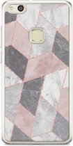 Casimoda® hoesje - Geschikt voor Huawei P10 Lite - Stone grid marmer / Abstract marble - Siliconen/TPU - Soft Case - Roze - Geometrisch patroon