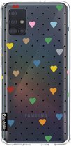 Casetastic Samsung Galaxy A51 (2020) Hoesje - Softcover Hoesje met Design - Pin Point Hearts Transparent Print