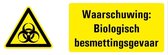 Waarschuwing biologisch besmettingsgevaar tekstbord - dibond 200 x 75 mm