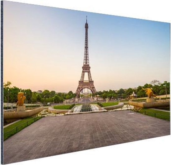 La tour eiffel au lever du soleil Aluminium 90x60 cm - Tirage photo sur aluminium (décoration murale métal)