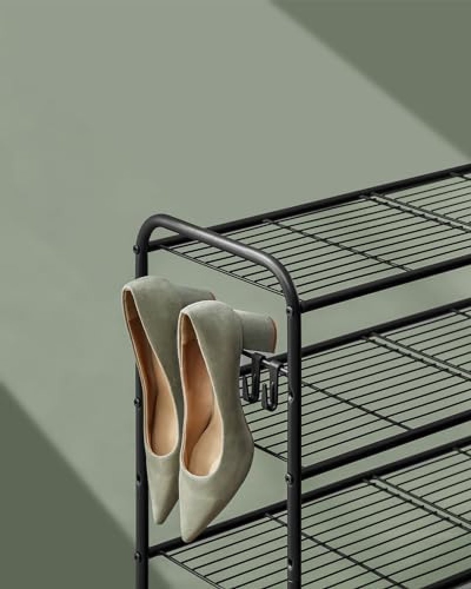 Metalen Schoenenrek Stapelbaar Kunststof Aluminium Doe-het-zelf Schoenenopslag Plank Ruimtebesparend Gemakkelijk te monteren Schoenenorganizer Pak voor Ingangskast (3 lagen