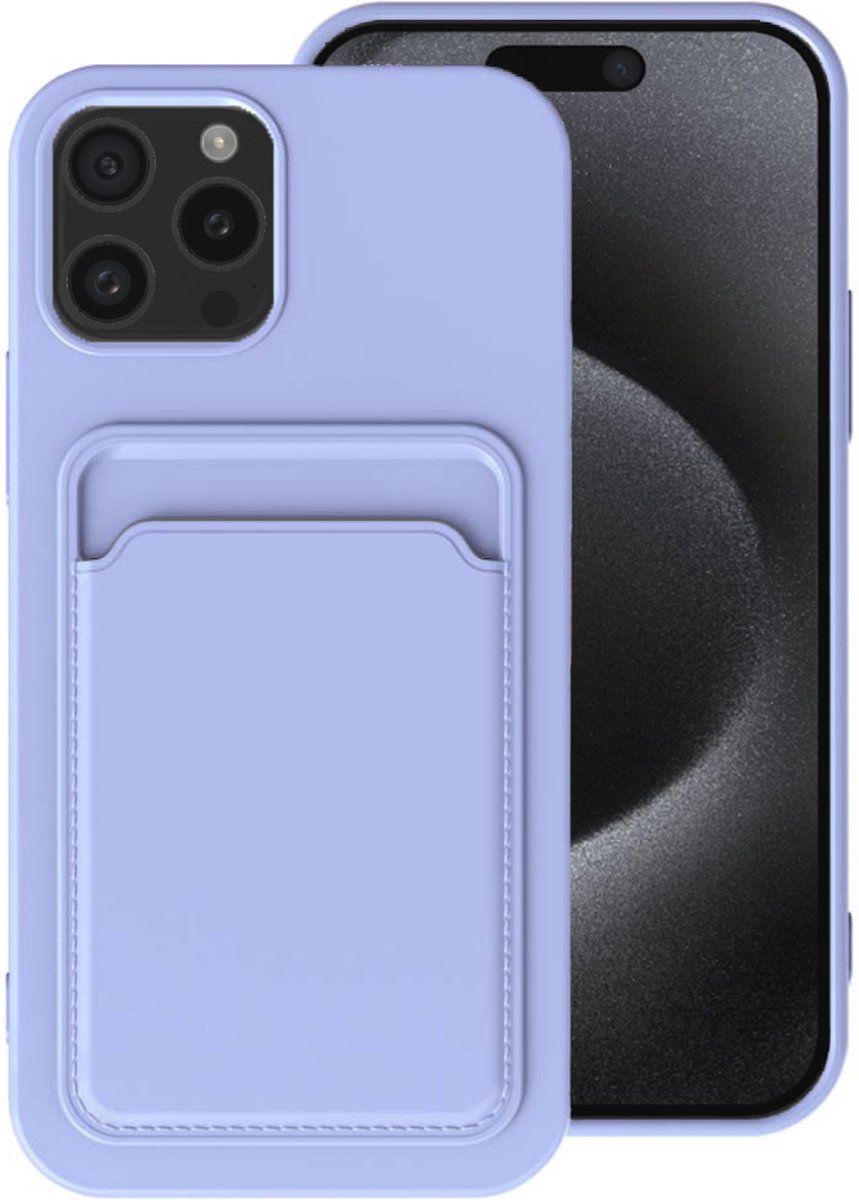 Smartphonica Telefoonhoesje Geschikt voor iPhone 15 Pro met pasjeshouder - TPU backcover with cardslot - Paars geschikt voor iPhone 15 Pro