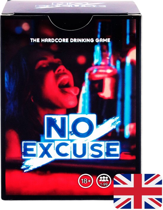 NX Party® - NO EXCUSE! - Drinking game - English - Kaartspel - Party game for (young) adults - Drankspel - Engelstalig - Card game