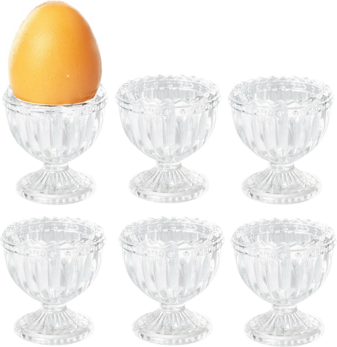 Excellent Houseware luxe eierdopjes 12x stuks transparant gedecoreerd glas 6 cm lunch ontbijt Pasen