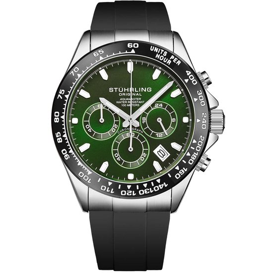 Foto: St hrling aquamaster 4050 42mm chronograaf horloge horloge heren horloges voor mannen waterdicht 100m tachymeter bezel