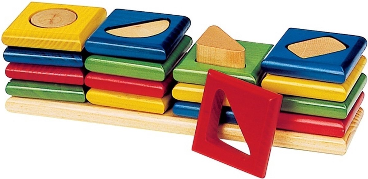 Sorteerbord: 4 TORENS kleuren en vormen sorteren 25x6x6.5cm,