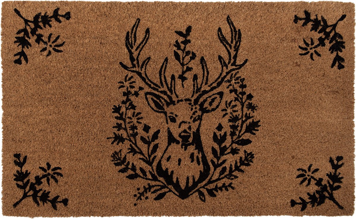 Deurmat 75x45 cm Bruin Kokos Hert