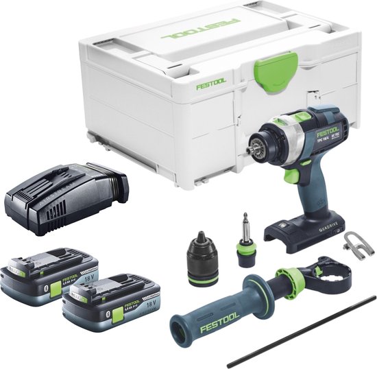 Festool TPC 18/4 I-Basic accu klopboormachine 18 V 75 Nm + 2x accu 4.0 Ah + snellader + systainer