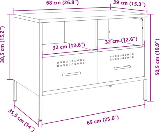 Meubles TV vidaXL 2 pièces 68 x 39 x 50,5 cm Acier Blanc