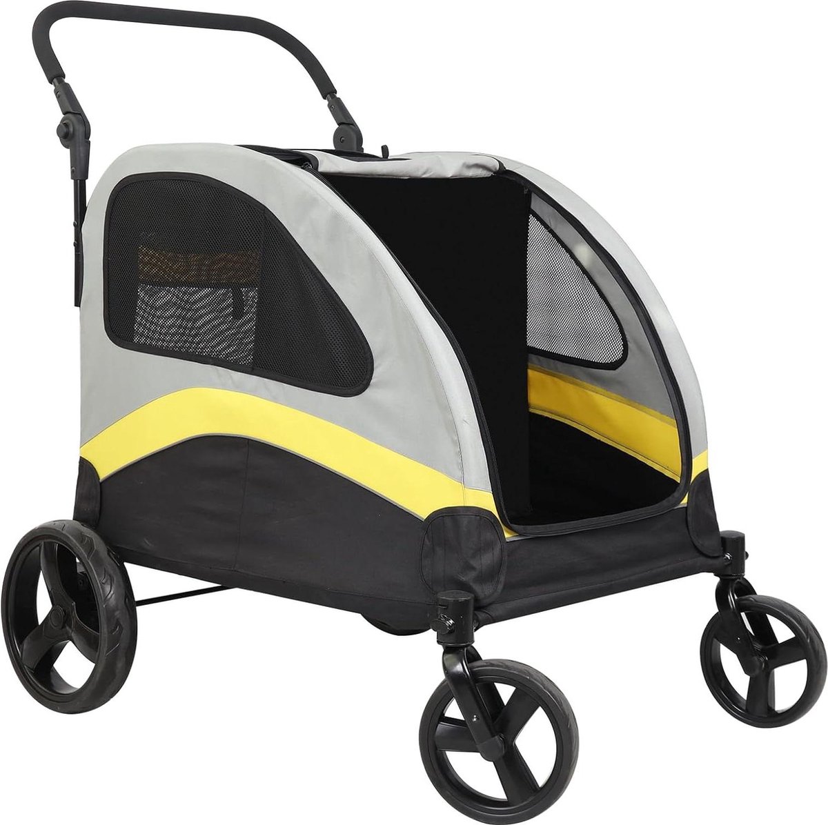 Heavy duty hondenbuggy - 2-in-1 hondenwagen met scheidingswand - opvouwbare hondenkinderwagen - tot 42 kg - kleine honden - middelgrote honden - Hondenbuggy