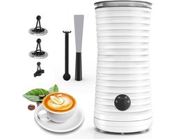 Elektrische melkopschuimer 4-in-1 automatisch met 4 modi - warm koud melkschuim antislip design 400 W 240 ml (wit)