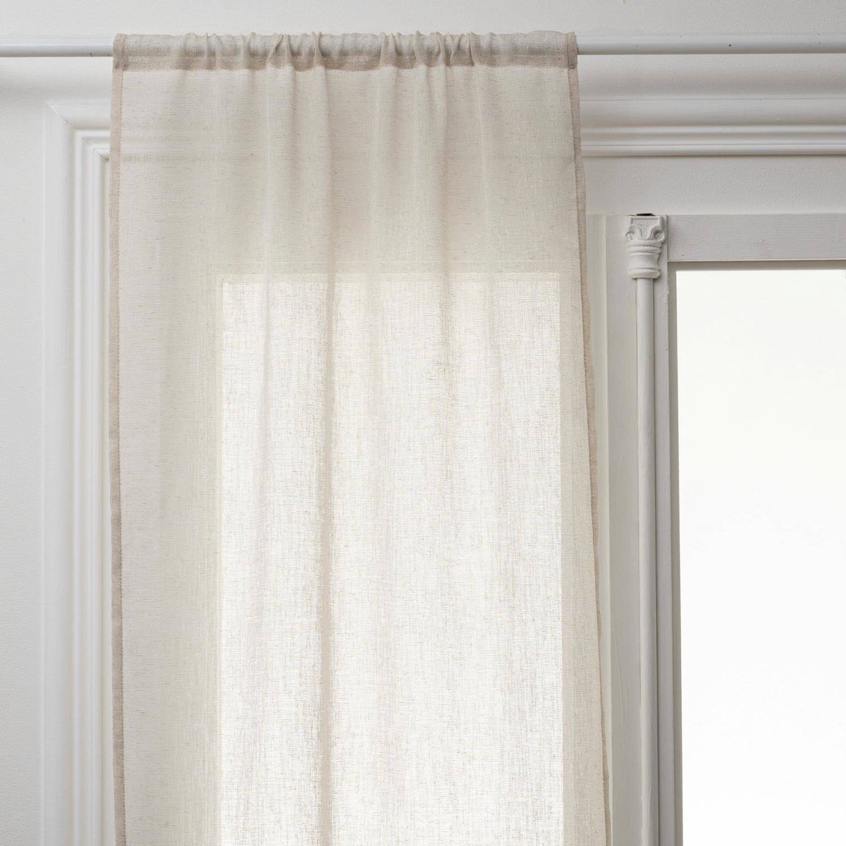 Korte keukengordijnen, linnen effect, 100% polyester, 2 stuks, 60 x 120 cm