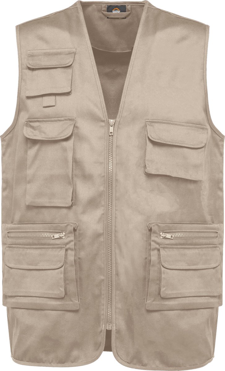 WK. Designed To Work Gevoerd unisex gilet in polykatoen met veel zakken WK609 - Beige - M
