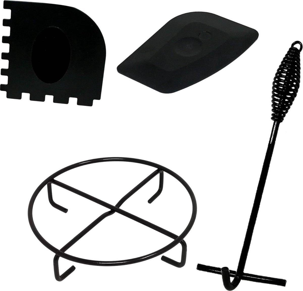 Big BBQ Dutch Oven Accessory Set - Lid Lifter - Lid Stand - Cleaning Scraper - Cast Iron Care Spray - Camping Grill - Outdoor Kitchen Accessories