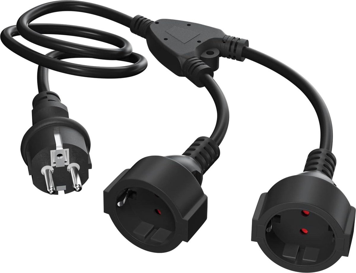 Beschermcontact verlengkabel 3 x 10 mm² - AC Schuko - kunststof kabel - IP44 - voor buiten - 2-voudige stopcontacten