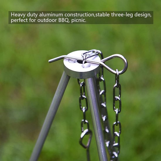 Grillaccessoires - Statief voor Outdoor Camping Barbecue - Draagbare Pannenlap - Aluminium Kookgerei Accessoires - Hangend Kookgerei - Camping Koken in de Open Lucht — afbeelding 3