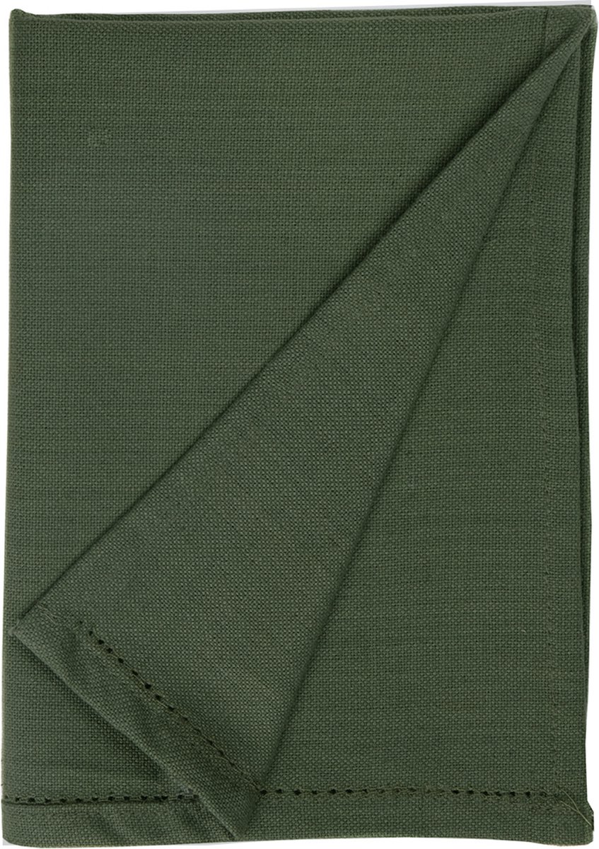 Linen & More - Theedoek 'Indi' (50cm x 70cm, Set van 3, Army Green)