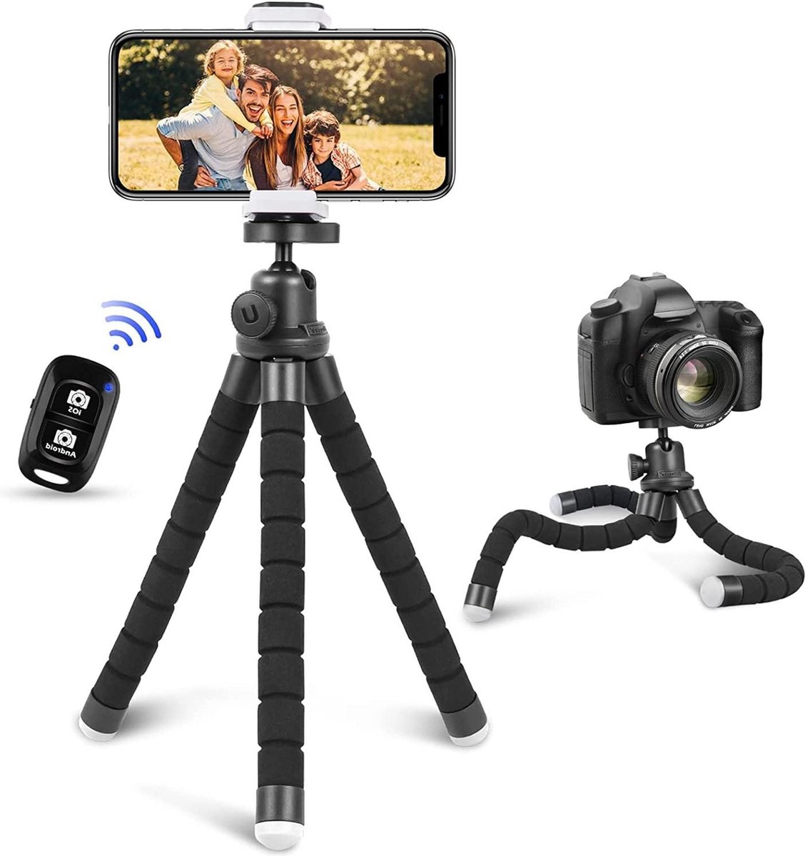 Mini Statief voor Smartphone en Camera - Anti-Slip Lightweight Statief - Bluetooth Afstandsbediening - Reizen Camping Selfie