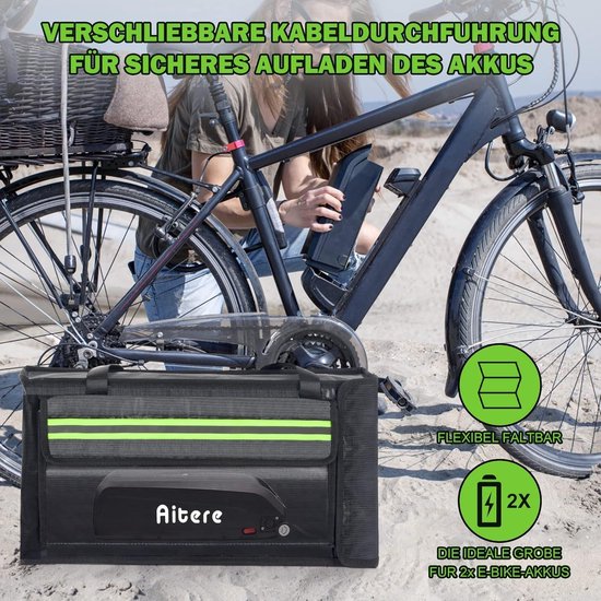 Besudo E-bike accutas - beschermtas voor e-bike accu - veiligheidstas voor opslag, transport, opladen van de EBike batterij - e-bike accessoires voor e -bike accu's in 2 maten B-L