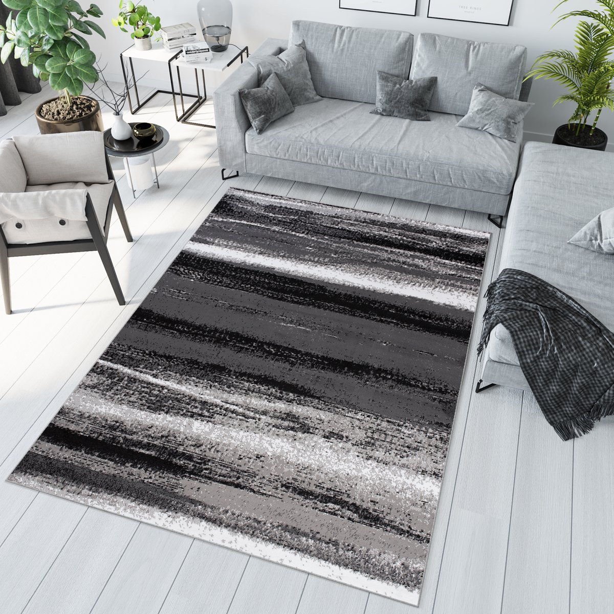 Tapiso Maya Vloerkleed Woonkamer Modern Grijs Tapijten Maat- 80x150