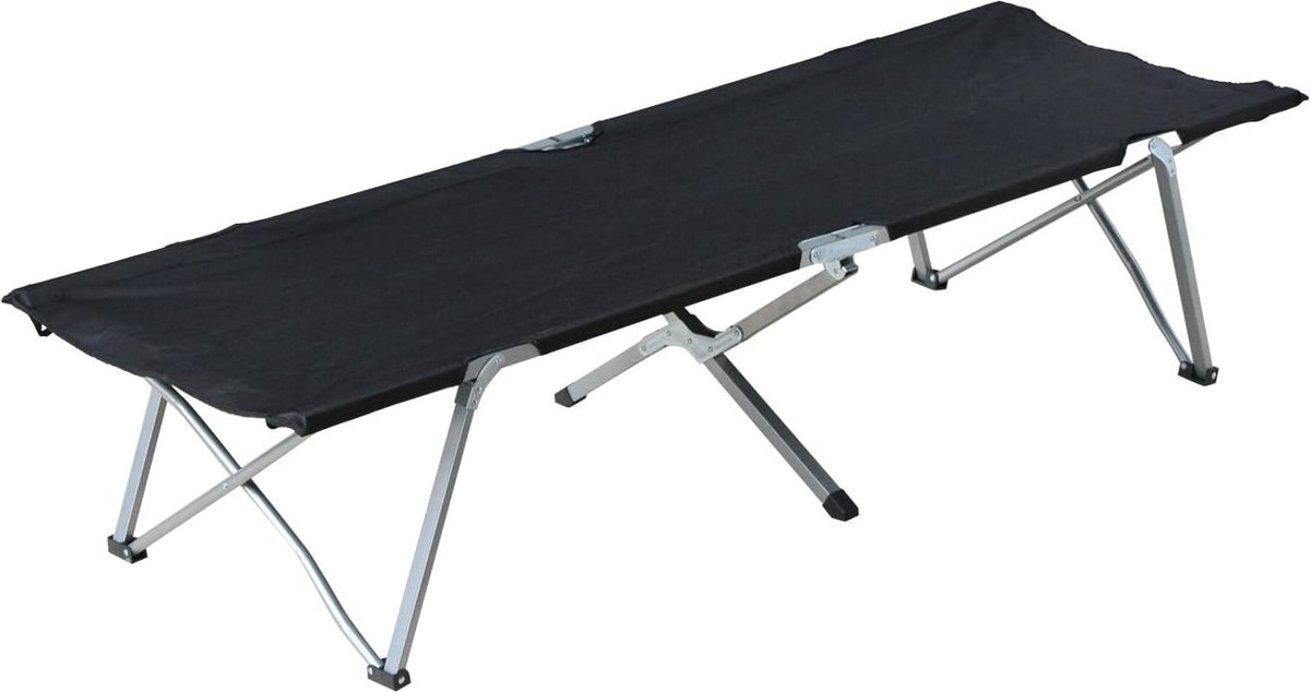Campingbed Opklapbed - Veldbed Ligstoel - Outdoor Ontspanning - Waterafstotend Oxford-stof - 193x64x40cm - Zwart/Beige
