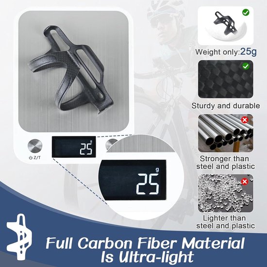Porte-Bidon Vélo Ultra-Léger En Plastique – 25g, Fixation Cadre/Guidon, Compatible Bouteilles 22-26oz – Noir