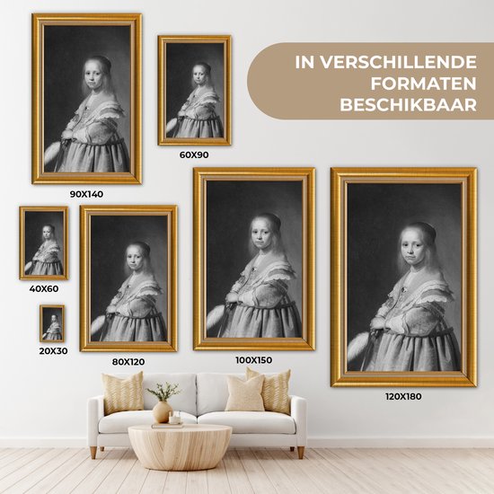 Canvas schilderij 90x140 cm - Wanddecoratie Oude meesters - Kunst - Lijsten - Goud - Muurdecoratie woonkamer - Slaapkamer decoratie - Kamer accessoires - Schilderijen op canvas