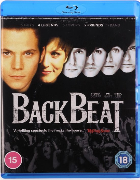 Blu-ray hoes Backbeat met 5 portretten van de acteurs. De titel is centraal in grote letters.