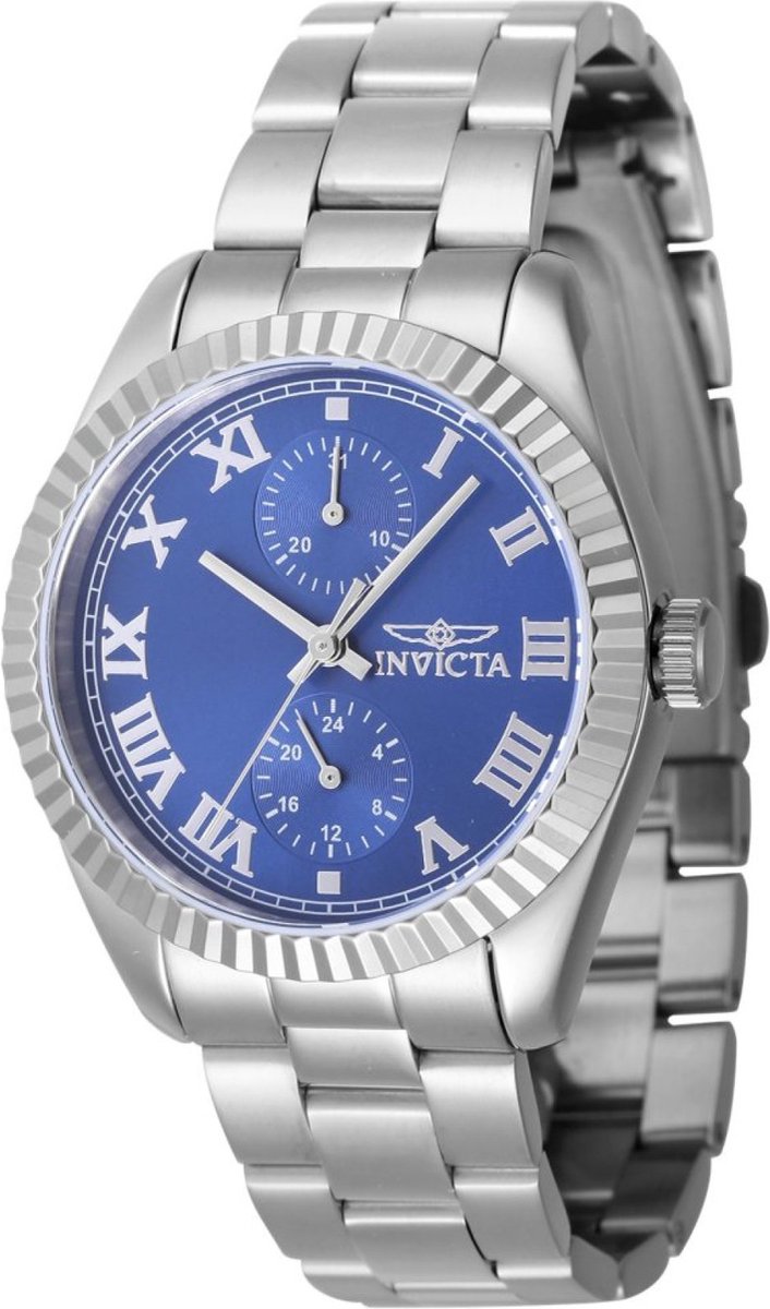 Invicta Specialty 47437 Dames Horloge - Waterdicht - Analoog - Quartz Uurwerk - Roestvrij Staal met blauwe Wijzerplaat - 36mm