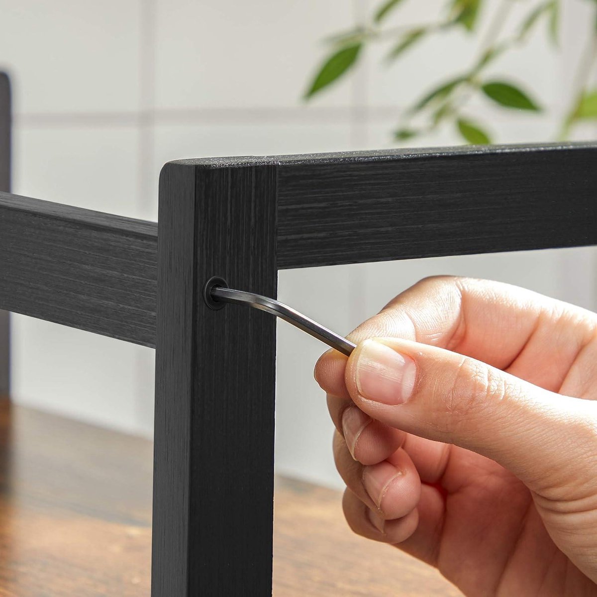 Kruidenrek 2-laags opbergrek bureau-organizer rustiek bruin en zwart - bamboe-frame — cadeau in Koken & Dineren - foto 3