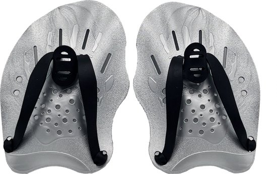 Somstyle Handpeddels Zwemmen - Maat S-M - Zwempaddles - Verhoogd Zwemkracht - Zwemvliezen Hand - Zilverkleurig