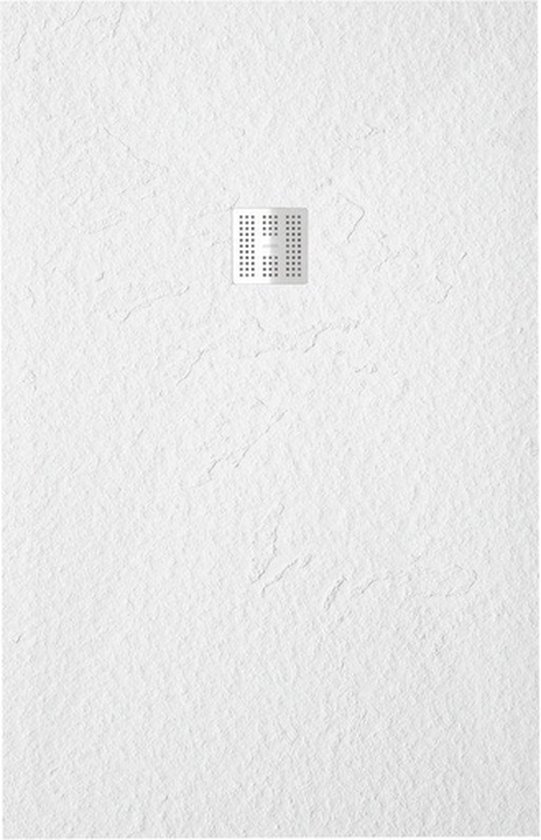 Receveur de douche ZEZA Grade - 140x80cm - antidérapant - antibactérien - marbre minéral - rectangulaire - blanc mat