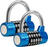 Bol.com Blauwe 5-Cijferige Combinatie Hangsloten (2Pak) - Zware Kwaliteit - Waterdichte Binnen/Buiten Sloten - Gym Werk & School... aanbieding