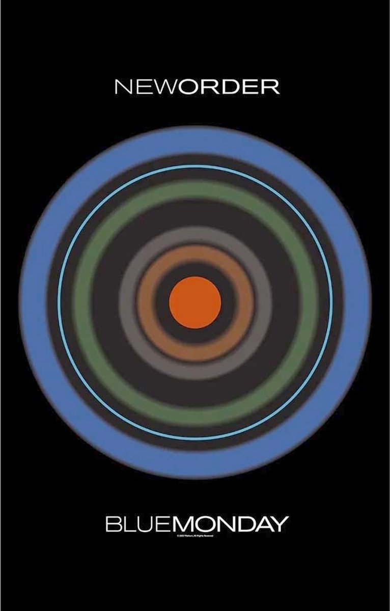 Rock Off New Order - Blue Monday Textiel Poster - Zwart