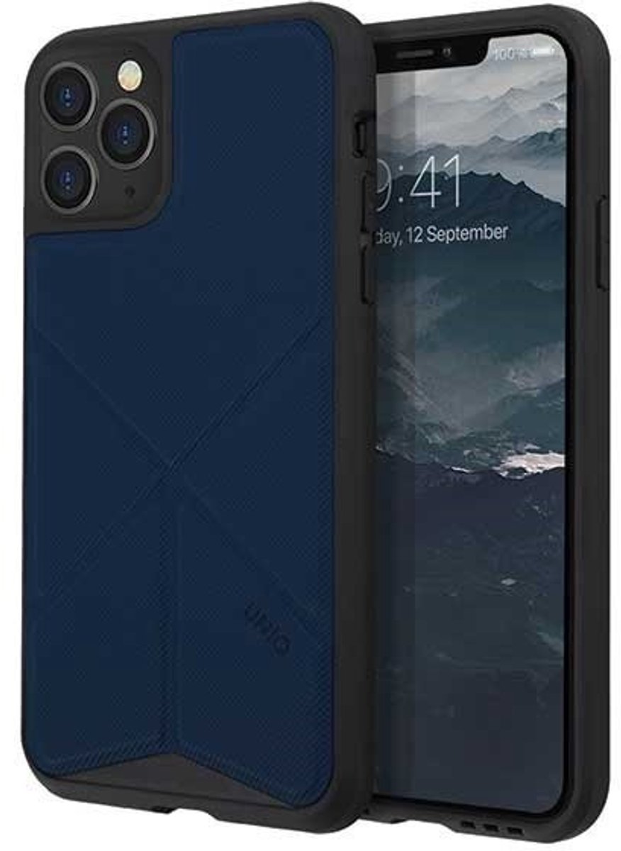 Uniq - iPhone 11 Pro, hoesje transforma, stand up navy panther, blauw