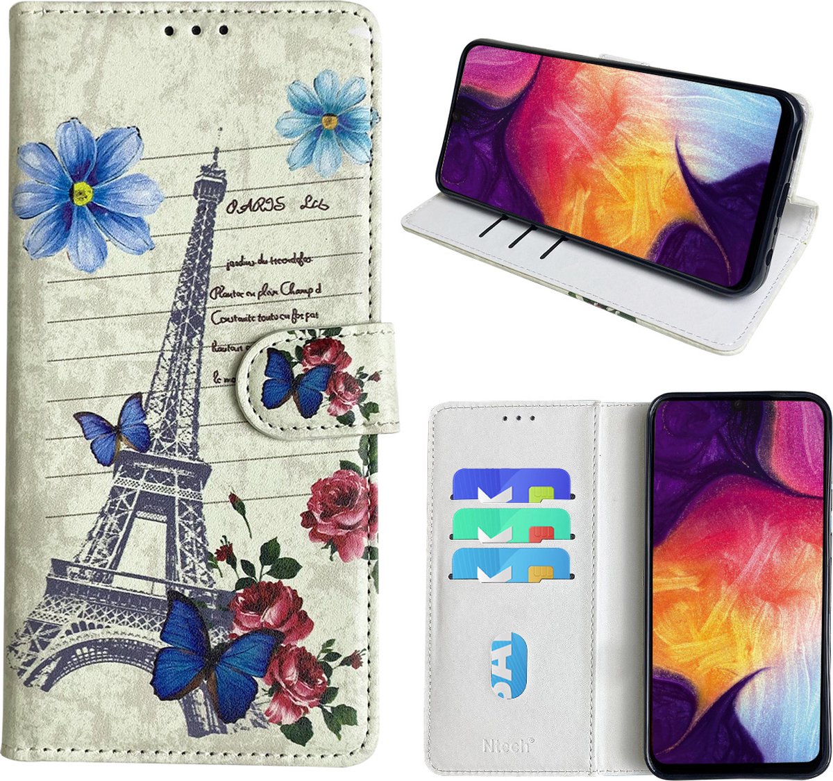 Hoesje geschikt voor Samsung Galaxy A50 Bookcase met Eiffel Toren /Parijs