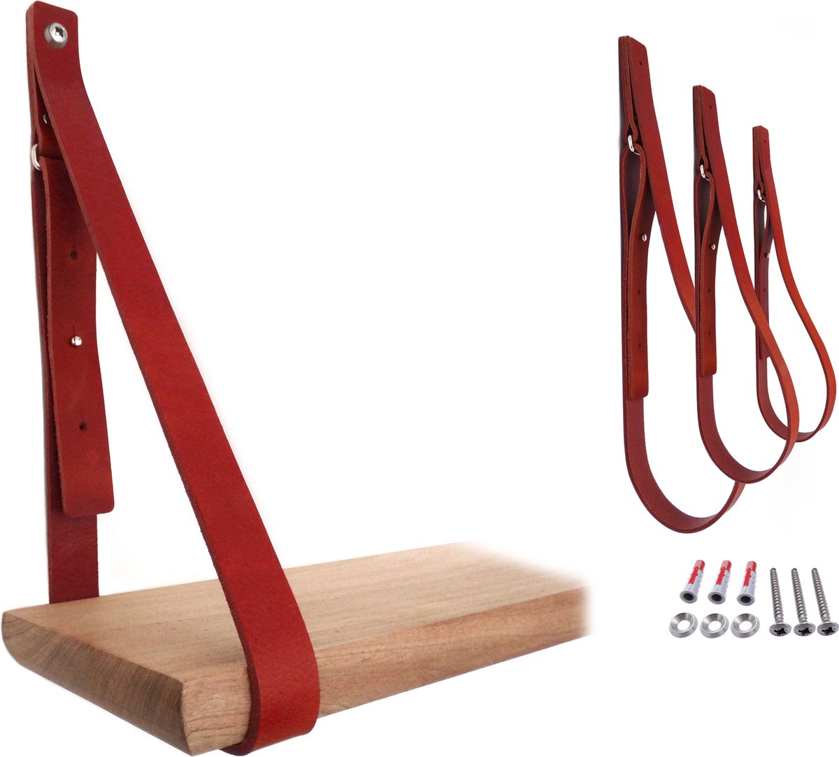 NOOBLU SHELV plankdragers - set van 3 - Blood orange red