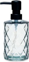 Berilo zeeppompje/dispenser Diamond - Misty transparant - glas - 18 x 7 x 9 cm - 410 ml - badkamer/toilet/keuken