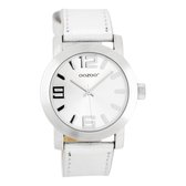 OOZOO Timepieces - Zilverkleurige horloge met witte leren band - JR200