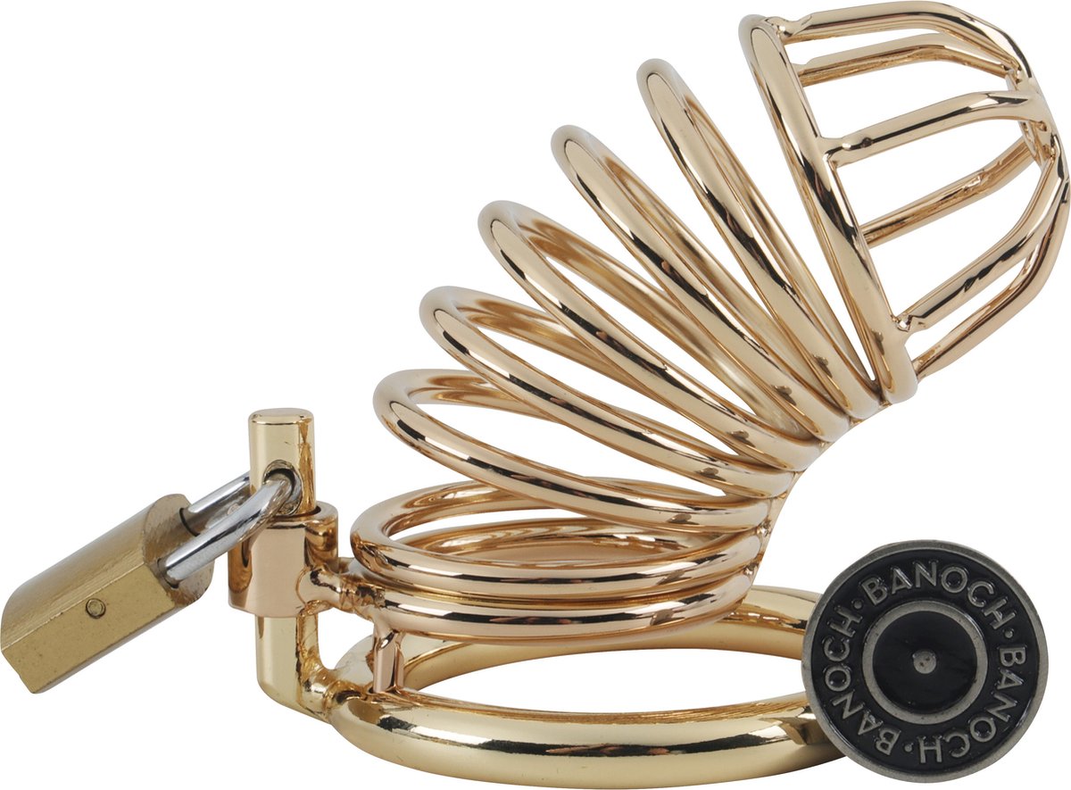Goedkoopste Banoch | Cockcage Goud metaal | Chastity Cage met 3 ringen | 40 mm, 45 mm & 50 mm