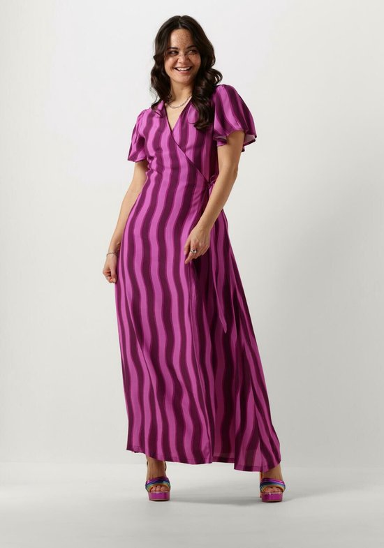 Colourful Rebel Ava Stripes Real Wrap Maxi Dress Jurken Dames - Kleedje - Rok - Jurk - Paars - Maat XS